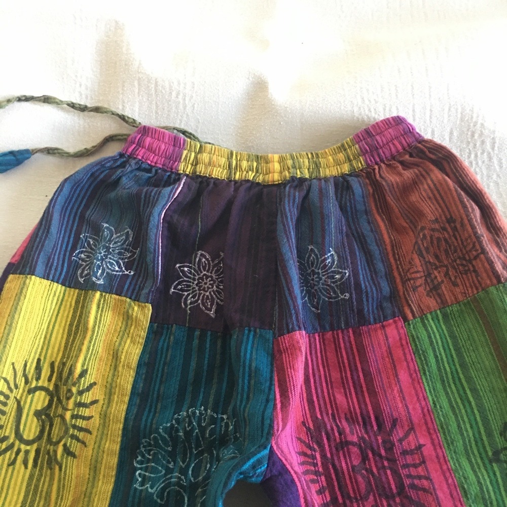 Harem Patchwork Baggy Hippie Pants with Big Box Pockets Size Small Boho - Picture 15 of 15